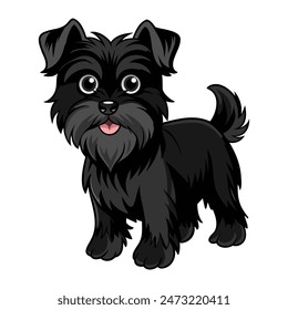 Affenpinscher dog vector illustration isolated on white background in cartoon style.