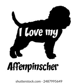 Affenpinscher I love my dog Dog silhouette dog breeds logo dog monogram vector