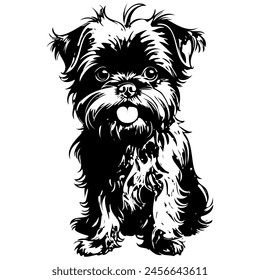 Affenpinscher portrait isolated hand drawn animal illustration, transparent background