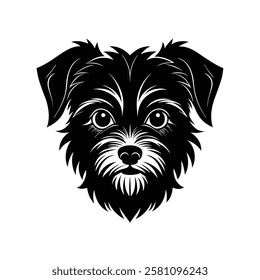 Affenpinscher small dog head silhouette vector