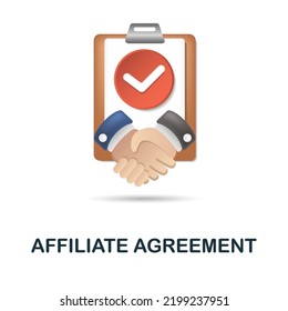 Affiliate Agreement icon. 3d illustration from affiliate marketing collection. Creative Affiliate Agreement 3d icon for web design, templates, infographics and more