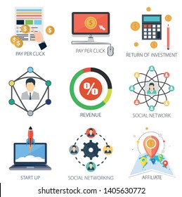 affiliate Concept with Pay Per Click, Return of Investment, Revenue, Social Network, Start Up and Social Networking affiliate Concept with Pay Per Click, Return of Investment, Revenue, Social Network, Start Up and Social Networking