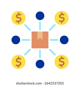 Affiliate flache Farbe, Mini-Illustration Symbol. Nutzung für modernes Konzept, Print, UI, UX-Kit, Web- und App-Entwicklung. Vektor in Bezug auf Produktangebot, Marketing, Geschäft.