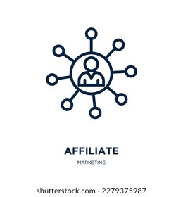 affiliate icon from marketing collection. Thin linear affiliate, management, communication outline icon isolated on white background. Line vector affiliate sign, symbol for web and mobile