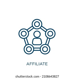 affiliate icon. Thin linear affiliate outline icon isolated on white background. Line vector affiliate sign, symbol for web and mobile