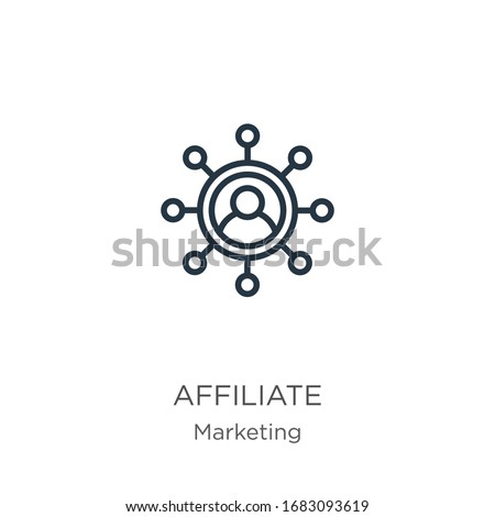 Affiliate icon. Thin linear affiliate outline icon isolated on white background from marketing collection. Line vector sign, symbol for web and mobile