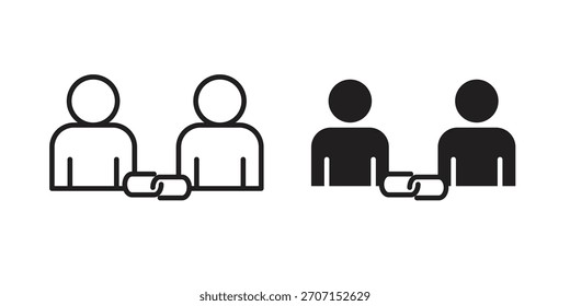 Affiliate link icon in a black stroke vector design and flat solid version on white background