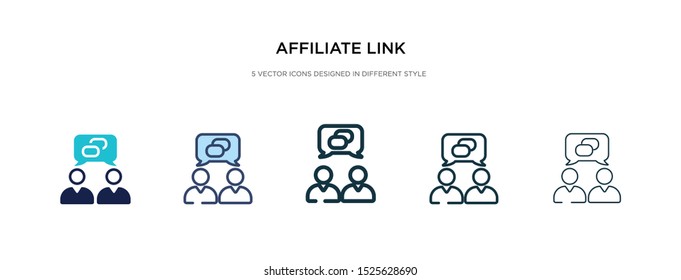 affiliate link icon in different style vector illustration. two colored and black affiliate link vector icons designed in filled, outline, line and stroke style can be used for web, mobile, ui