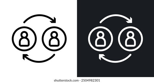 Conjunto de iconos de Vector de Enlace Afiliada en blanco y negro con estilo relleno y delineado.