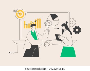 Affiliate marketing abstract concept vector illustration. Target affiliate program, digital marketing tool, internet promotion strategy, online sales management, partner website abstract metaphor.