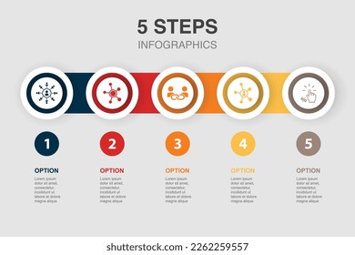 affiliate marketing, Ad Network, Affiliate Link, Affiliate Program, Click-Through Rate, icons Infographic design layout template. Creative presentation concept with 5 steps