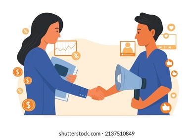 Affiliate Marketing by Business Owner with Online Influencer.