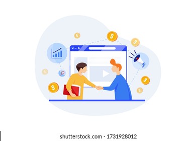 Affiliate Marketing Concept. Online Marketing Vector Illustration.