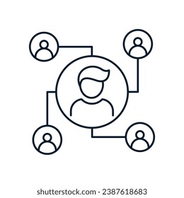 Affiliate Marketing Konzept. Vektor-Linearsymbol einzeln auf weißem Hintergrund