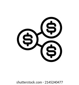 Affiliate Marketing, Financial Network, Money Distribution Icon Line Style. Vektorgrafik von Design-Elementen