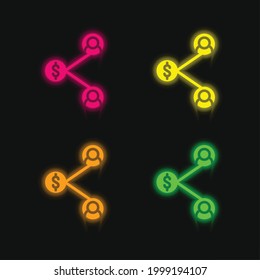 Affiliate Marketing four color glowing neon vector icon