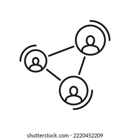 Icono de marketing de afiliación. Icono de contorno vectorial del símbolo de referencia. Programa de socios o concepto de red, grupo de personas colaborando