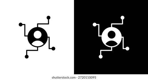 Icono de marketing Afiliada Ilustraciones gráficas planas simples. Vector de silueta blanco y negro