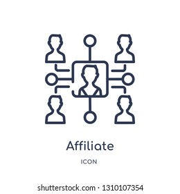 affiliate marketing icon from technology outline collection. Thin line affiliate marketing icon isolated on white background.