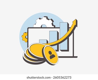 Affiliate marketing statistics with data analysis, revenue trends and performance metrics. Digital advertising insights, conversion rates and commission earnings. Affiliate marketing statistics design