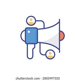 Ilustración de estilo de icono de relleno de contorno plano del vector de marketing de afiliación. archivo EPS 10 