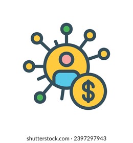 Affiliate Program icon with networks and dollar