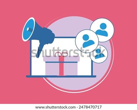 Affiliate program - referral marketing with passive income. Online digital marketing partner program, revenue sharing, collaboration with influencers. Flat vector illustration