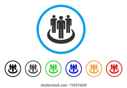 Affiliate rounded icon. Style is a flat affiliate grey symbol inside light blue circle with black, gray, green, blue, red, orange variants. Vector designed for web and software interfaces.