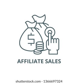 Affiliate sales line icon, vector. Affiliate sales outline sign, concept symbol, flat illustration