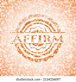 Affirm abstract orange mosaic emblem with background 