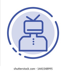 Affirmation, Affirmations, Esteem, Happy, Person Blue Dotted Line Line Icon