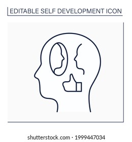 Affirmations line icon. Positive reminders or statements. Encourage and motivation for achieving goals. Self-development concept. Isolated vector illustration. Editable stroke