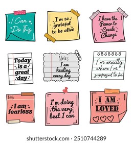 Affirmations Sticky Notes PNG Bundle, Affirmations sticky notes png printable stickers Bundle