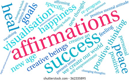 Affirmations word cloud on a white background. 