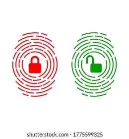 affirmative and denied access fingerprint symbol for internet