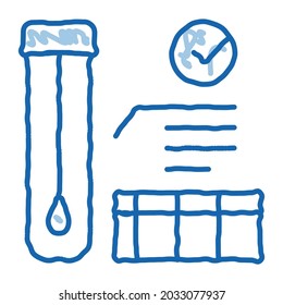 affirmative test tube material results sketch icon vector. Hand drawn blue doodle line art affirmative test tube material results sign. isolated symbol illustration