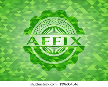 Affix green emblem. Mosaic background. Vector Illustration. Detailed.