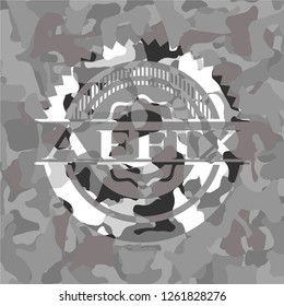 Affix grey camouflaged emblem