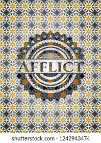 Afflict arabesque emblem background. arabic decoration.