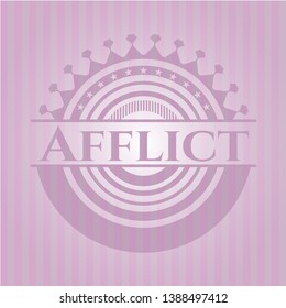 Afflict retro style pink emblem. Vector Illustration. Detailed.