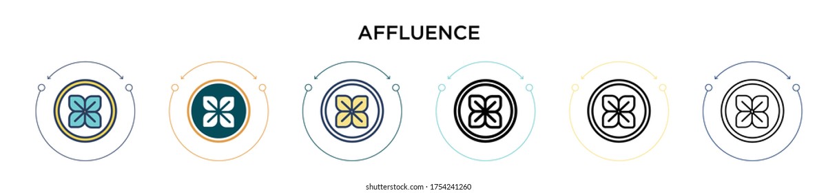 Affluence icon in filled, thin line, outline and stroke style. Vector illustration of two colored and black affluence vector icons designs can be used for mobile, ui, web