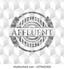 Affluent grey emblem. Retro with geometric cube white background