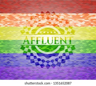 Affluent on mosaic background with the colors of the LGBT flag