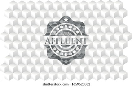Emblema gris realista con fondo blanco cúbico