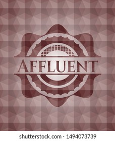 Affluent red seamless emblem or badge with geometric pattern background.