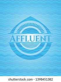 Affluent water wave representation badge. Vector Illustration. Detailed.