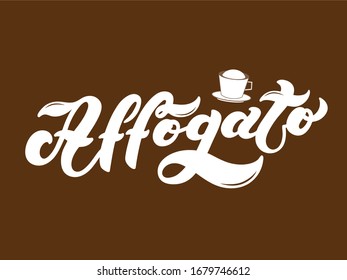 Affogato. Nombre del tipo de café. Letras dibujadas a mano. Ilustración vectorial. Ilustración excelente para el diseño de menús de restaurantes o cafés
