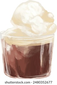affogatto ice espresso cafe menu illustration