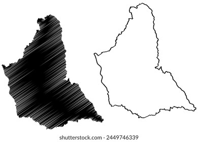 Affoltern District (Switzerland, Swiss Confederation, Canton of Zürich or Zurich) map vector illustration, scribble sketch Bezirk Affoltern, Knonaueramt, Sauliam or Säuliamt map