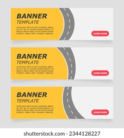 Affordable bus travel promotional web banner design template. Vector flyer with text space. Advertising placard with customized copyspace. Printable poster for advertising. Verdana, Tahoma fonts used